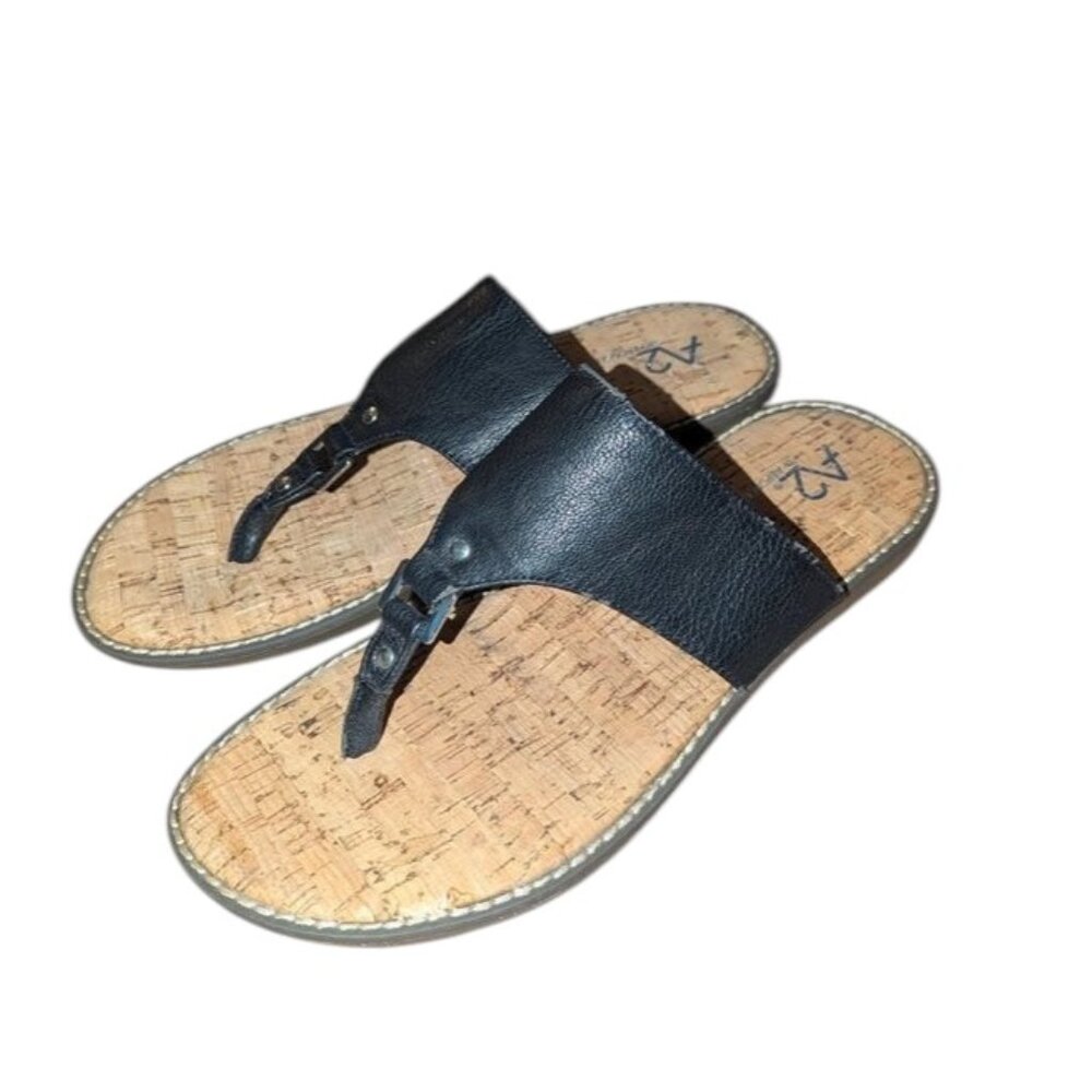 *3 FOR $9* A2 by Aerosoles Cool Cat Cork Bottom Wedge Thong Slip On Sandal Shoes